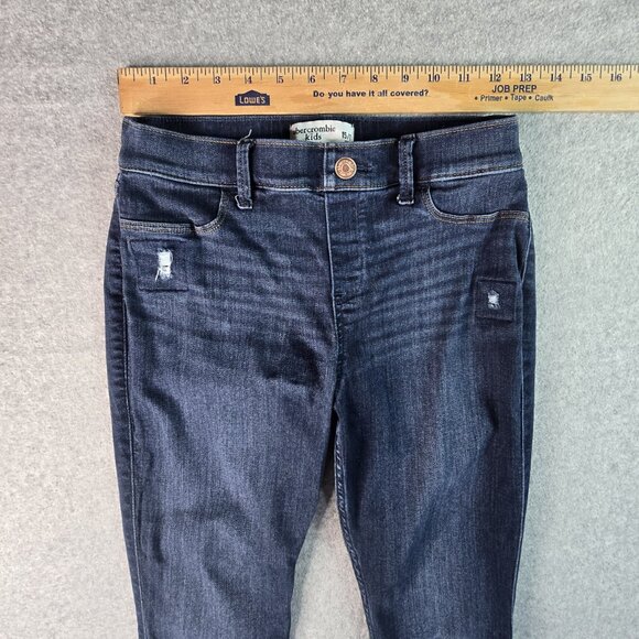 Abercrombie Kids Girls Pull On Jean Legging 15/16 Dark Wash Factory‎ Distressed - Picture 3 of 15